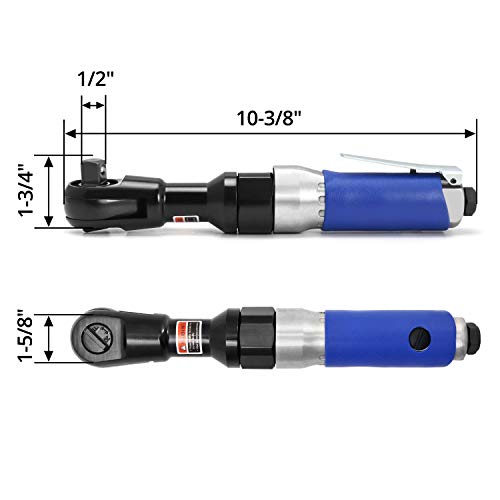 QWORK 1/2" Air Ratchet Wrench 65ft-lbs 160RPM – Heavy Duty Reversible Pneumatic Tool for Auto Repair