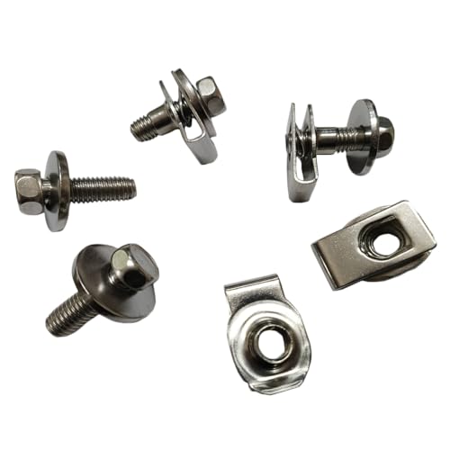 M10-1.5x30mm Stainless Steel Hex Head Sems Body Bolts & U-nut Clips 15Sets(15+15Pcs) M10-1.5x30mm+29mm Washer SS+Clip on nuts Silver 15