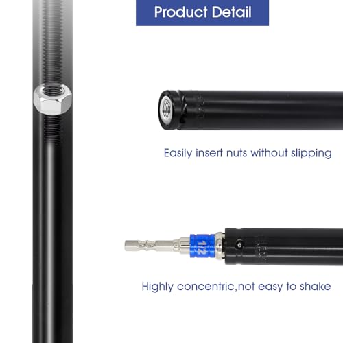 3 Pcs 9/16"(14mm) Power Nut Driver 6'' 8'' & 12'' Length, Nut Runner Hollow Socket with 3 Pcs 1/4" Hex Shank and 360° Rotatable 1/4" Hex Shank, Fit Long Bolts and Ductwork 6'' 8'' & 12''