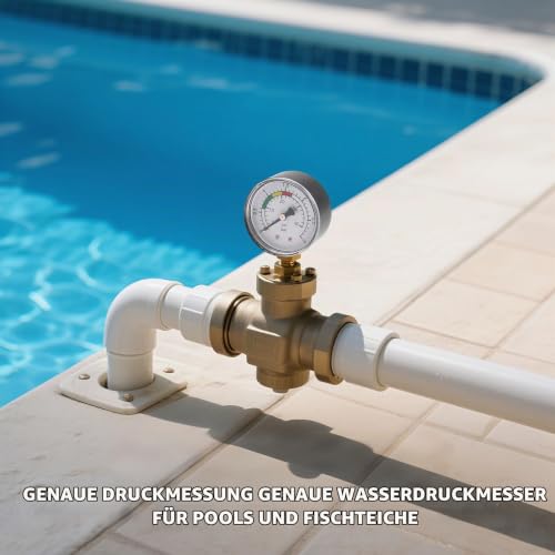 Black Pressure Gauge 1/4 Inch Pool Compressed Air 0-3 Bar/40 PSI Water Pressure Knife for Gas and Water
