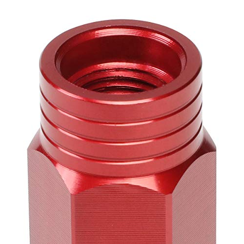 J2 Engineering 20 Pcs 7075 Aluminum Open End M12 x 1.25 Lug Nuts Set w/Adapter, Red, Fit Conical Seat, LN-T7-001-125-RD