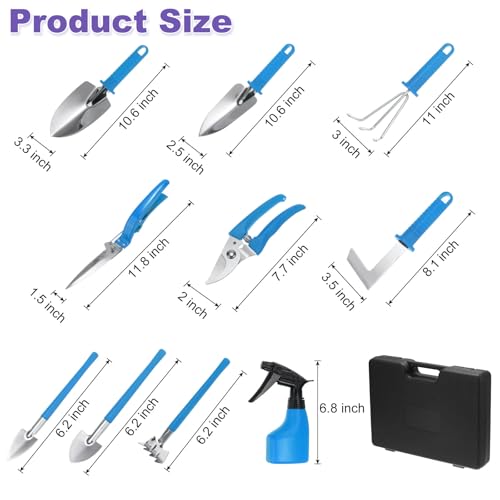 HARFINGTON 1Set Garden Tool Set 10Pcs Plastic Gardening Planting Tools Kits Blue
