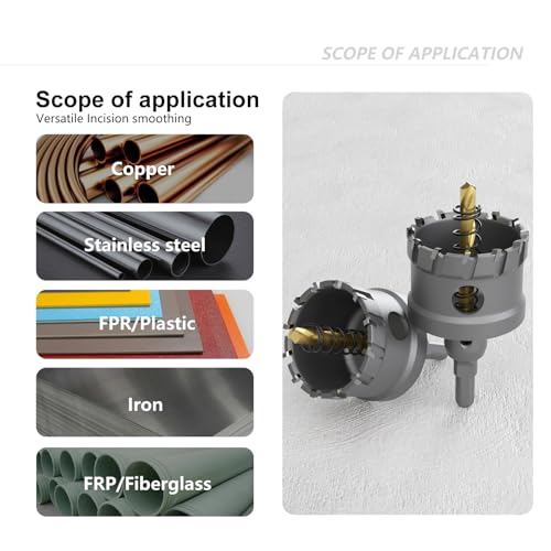 GSTK Upgrade Heavy Duty Carbide TCT Carbide Hole Saw Kit 10Pcs for Hard Metal, with 2*Extra Titanium Plated Pilot Center Drill and 2*L-Wrench 8-piece aluminum box set