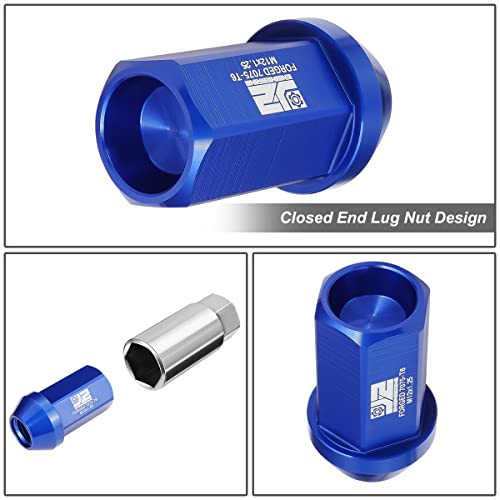 J2 Engineering J2-LN-T7-038-125-BL M12 x 1.25 T6-7075 Aluminum 42mm Closed End Lug Nuts w/Deep Drive Extension Adapter,Blue, 25mm x 42mm