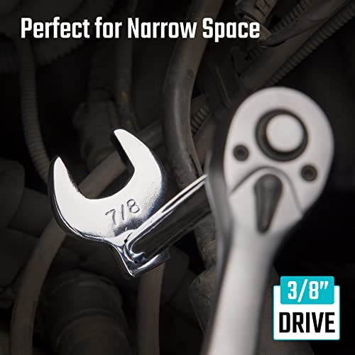DURATECH 19-Piece 3/8" Drive Crowfoot Wrench Set with 2 Extension Bars Regular Metric and SAE