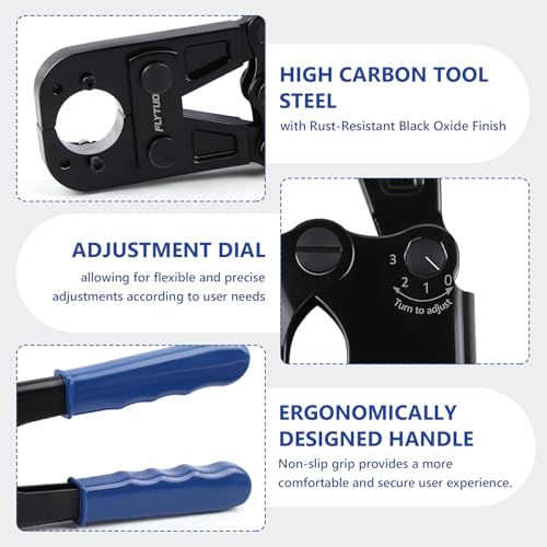 Combo PEX Crimping Tool Set with 1" Fixed Jaw and 3 Interchangeable Jaws in 1/2" 3/4" 3/8" for Copper Crimp Rings(4 Sizes in Total), Includes Go/No-Go Gauge, Complies with ASTM F1807 Standard 1'' Crimper with 1/2'' 3/4'' 3/8'' Jaws