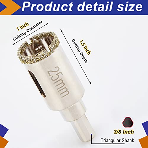 1 Inch + 4 1/4 Inch Diamond Hole Saw with Pilot Bit, 1" +4.25" Tile Hole Saw with Center Drill Bit for Marble, Quartz, Granite, Ceramics, Porcelain Tiles, 1-1/2" Depth of Cut