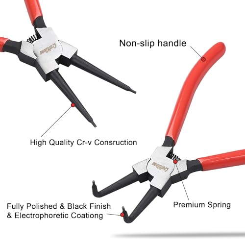 4-Piece Snap Ring Pliers Set – Internal and External C-Clip Pliers, Snap Ring Tool Kit for Removing/Installing Retaining Rings, Heavy Duty Carbon Steel 4 Pack