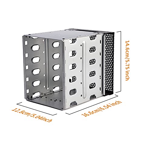 Hard Drive Rack, 5X3.5inch SATA SAS HDD Hard Drive Cage Adapter Rack Bracket for Hard Drive Internal Mounting Adapter Hard Driver Tray with Fan Space for Computer
