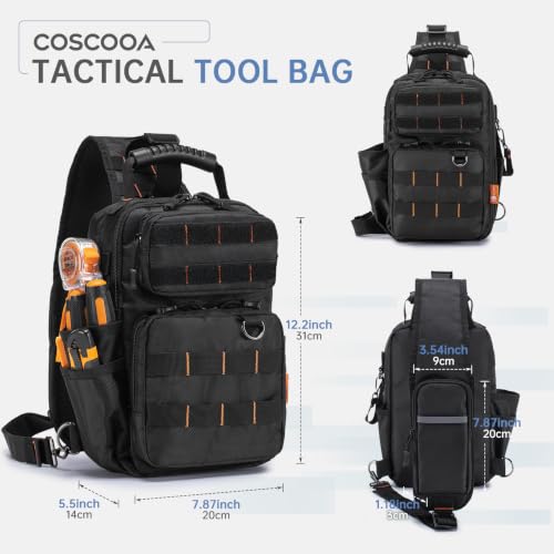 Tactical Electrician & HVAC Tool Chest Bag Small Tool Pouch 9L Black Orange