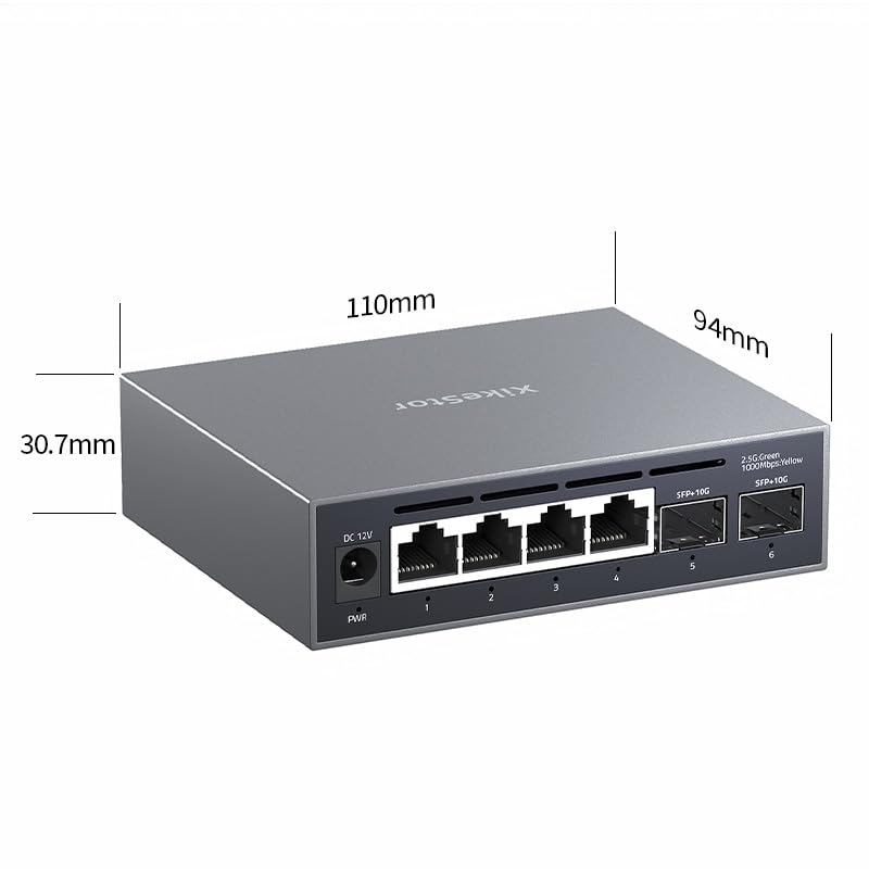 6-Port 2.5G Web Managed Ethernet Switch, VLAN/QoS/STP/IGMP/LACP Supported, Fanless Easy Smart 2.5Gb Network Switch, Aluminum Housing, Desktop/Wall-Mount