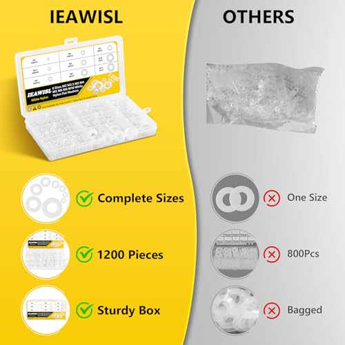1200PCS Black Plastic Nylon Flat Washers & 1200PCS White Plastic Nylon Flat Washers