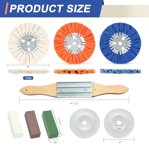 9 Pcs Airway Buffing Wheel Kit with Buffing Polishing Cutting Compounds