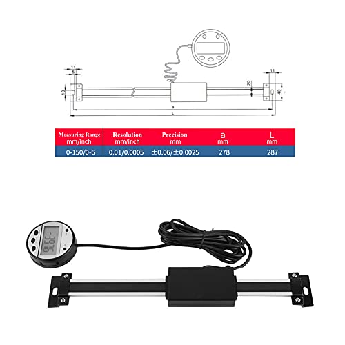 Digital Readout Kit, Digital Display Scale, Path Sensor, LCD Readout Set, Precise Digital Linear Scale with LCD Displays and Mounting Accessories for Milling Machines etc., 0-150 mm, Higher