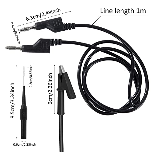 QIMEI-SHOP Test Leads Set with Crocodile Clips Cable 4 mm Banana Plug Cable Test Lead 1 m Test Probes for Digital Multimeter Electrical Testing Red and Black Pack of 6 Black Red Pack of 6