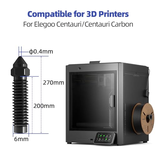 IdeaFormer Centauri Carbon Hardened Steel Nozzles, 0.4 mm, Hardened Steel Nozzle with 2 Silicone Nozzle Brush, Extruder Hotend Nozzles for Elegoo Centauri Carbon, Pack of 5