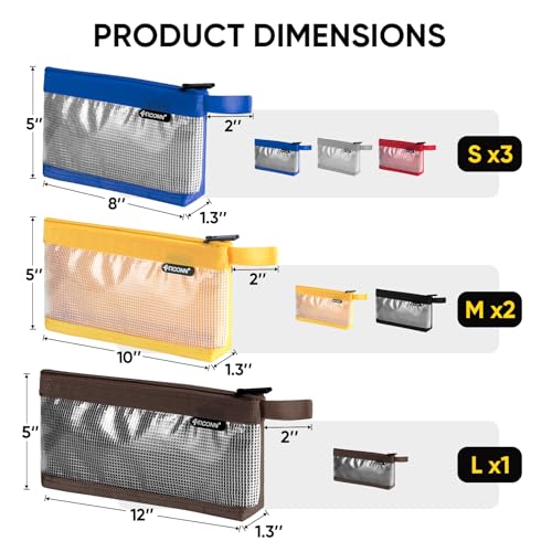 TICONN 6 Pack Combo Tool Pouch + 12in Tool Bag with Waterproof Soft Bottom