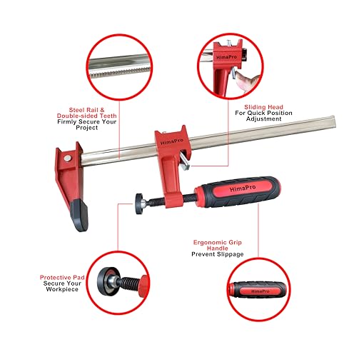 HimaPro 18 Inch Bar Clamp Set, 2 Pack 600 lbs Load Limit Medium Duty Quick Release Steel F Clamp, Ideal for Woodworking, Metalworking, and DIY Projects 18 Inch Set