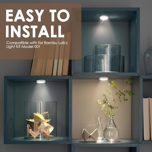 5 Pcs 3D Printer LED Lamp Kit 3 Color Temperature Adjustable Brightness 3000-6400K Compatible with 001 for Cabinet Display Shelf Desk and Bookcase