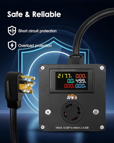 30A AC Power Meter Fit for 240V NEMA 14-50P to L14-30R Plug-in Energy