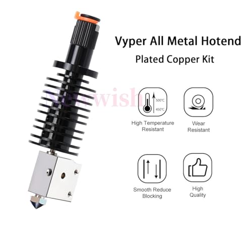 Vyper All Metal Hotend Plated Copper Upgrade Kit High Flow for Vyper,Kobra Max,Kobra Plus Volcano V5 Hotend,High Temperature 500℃ Plated Copper Heater Block,Nozzle 0.4mm,Bi-Metal Heatbreak. Vyper All Metal Hotend Plated Copper Kit