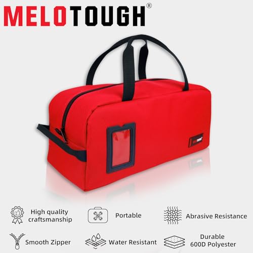 MELOTOUGH 16 Inch Tool Bag Canvas Tool Bag With Zipper Utility Tool Tote Bag Heavy Duty Tool Storage Bag for Electrician,Plumbing,Gardening,Carpenters(Red&Grey&Blue)