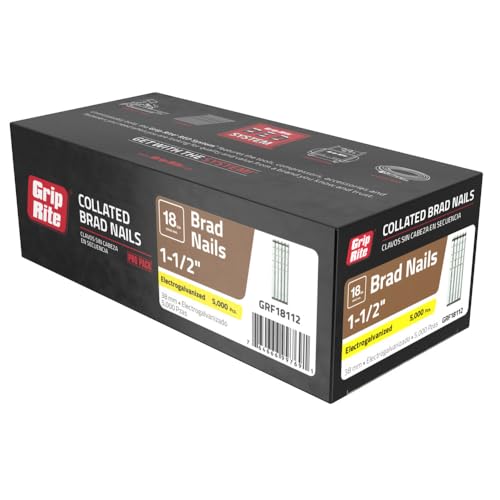 Grip Rite Prime Guard GRF18112 18-Gauge Galvanized Brad Nails 1-1/2-inch (5,000 per Pack), Steel, Flat, Others