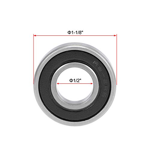 sourcing map R8RS Deep Groove Ball Bearings Z2 1/2 X 1-1/8 X 5/16inch Double Sealed Carbon Steel 10pcs 10