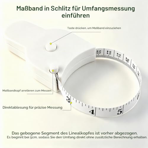 Ergonomic Body Tape Measure, Tailor's Tape Measure, Body Circumference, Retractable Tape Measure, Sewing Waist Measuring Tape, Body Measurements, Measuring Tape for Fitness, Crafts White 01 150 cm