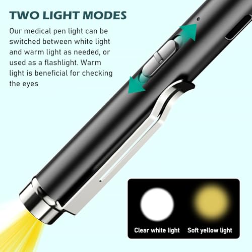 3PC Medical Diagnostic Light, Pupil Light, Rechargeable LED Pupil Light with USB Cable, Medical Pupil Light with Pupil Meter & Ruler & Writeable Lead