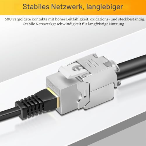 2x CAT 7 Keystone RJ45 Module Socket LAN Cable 10 Gbit/s to 1000 MHz AWG 22-24 Tool-Free LSA Fully Shielded STP Socket RJ45 Socket Cutting Terminal for Patch Panel and Network Socket 2pcs