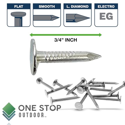 (500-Pack) 3/4-Inch Galvanized Roofing Nails Professional Grade - .75 Inch Used to fasten roofing felt, asphalt singles & insulation board (500) 500