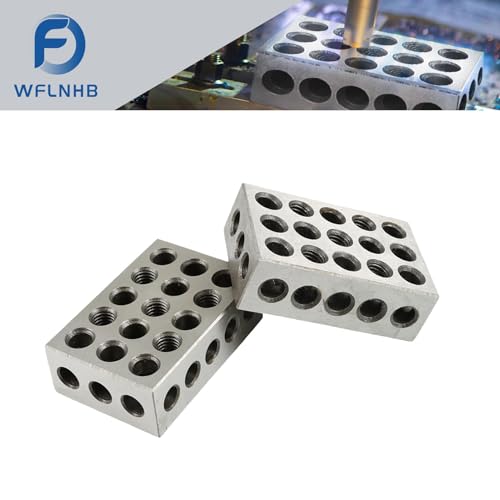 WFLNHB 1 x 2 x 3 Inch Blocks Hardened Steel Set 23 Holes 0.0001 Accuracy with Screws Hex Key Plastic Case