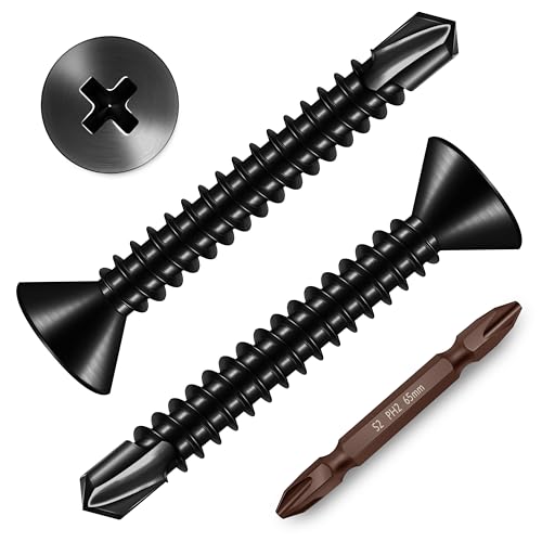 Mywish (150Pcs) #10 x 1-1/2" Self Tapping Screws & (250pcs) #8 x 1-1/4" for Sheet Metal Self Tapping Screws, 410 Stainless Steel, Tek Self Drilling Mouting Screw for Metal Plastic Fast Tapping