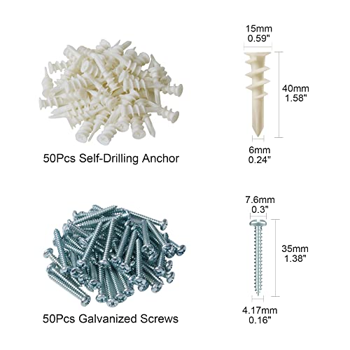 KURUI Toggle Bolts & Self Drilling Drywall Anchors