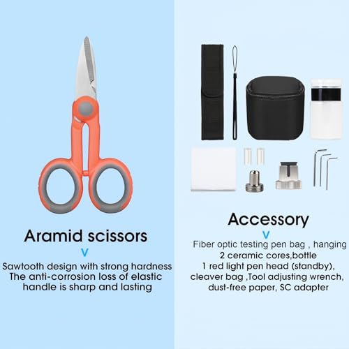 Fiber Termination Kit - 11 in 1 Assembly FTTH Cold Connection Assembly Tool kit with OPM 6S Cleaver-Fiber Optical Stripper Pliers FC to LC Adapter