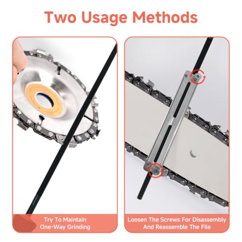 4 Pieces Chainsaw File Set - Round Metal Files with Handle and Guide, 4 Sizes (3.2mm, 4.0mm, 4.8mm, 5.5mm) Chainsaw Sharpener, Chain File for DIY and Professional | 4 Größen (3,2 mm, 4,0 mm, 4,8 mm, 5,5 mm) Feilenset Metall mit Griff und Guide Geeignet...