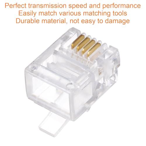 QUARKZMAN Telephone Modular Plug Male RJ11 Plug Copper Core 6P4C Flat Cable Female Adapter Clear Pack of 20