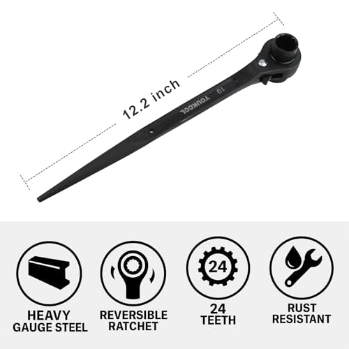 2-Pack 19mm x 22mm OR 3/4"×7/8" Ratcheting Scaffold Podger & Spud Wrench – 12-Point Double Ended Socket, Heavy-Duty Cr-V Steel Scaffold Tool,Black 2PC 19×22mm（Black)