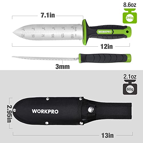 WORKPRO Hori Hori Garden Knife SK5 8.5" Bypass Pruning Shears, Die-cast Aluminum Handle, Hand Pruner for Branches, Flowers, Fruits