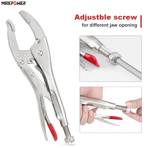 MAXPOWER Locking Pliers, 10-inch Curved Jaw Locking Plier Set, Adjustable Opening Maximum Capacity 2.5"/65mm, Large Jaw Locking Pliers, 2 Pack 10" large jaw