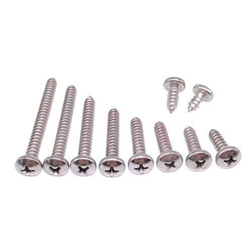 Yodaoke 200pcs #10 304 Stainless Steel Phillips Pan Head Wood Screws Assortment Kit