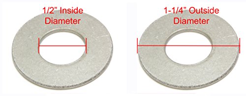 Bolt Dropper 1/2" Flat Finish Washer, 1-1/4" Outside Diameter (20 Pack)-3/8" Stainless Washer 7/8" OD (100pc), 18-8 (304) Stainless Steel
