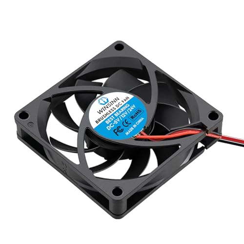 WINSINN 70mm 24V Fan - Dual Ball Bearing 4500 RPM 7015 Cooling Fan Replacement for 3D Printers/Industrial Equipment, 30cm Cable with XH2.54-2PIN, Brushless 70x15mm (2Pcs)