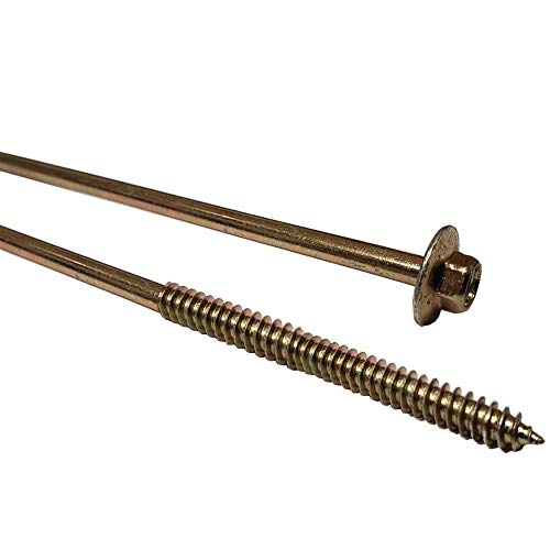 (25) 10" - Zinc Coated Rust Resistant Timber Tie - Heavy Duty 1/4" - Hex Head Structural Screw - 5/8" Wide Flange Head with coarse Thread for Secure Hold - Heavy Duty 3/16" Shank for Extra Strength