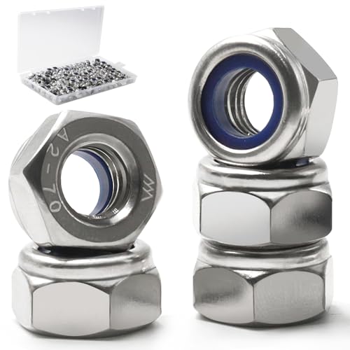 150 Pack M6-1.0mm Nylon Insert Hex Lock Nuts & Vifmy SAE & Metric Nylon Insert Lock Nuts Kit(348Pcs)