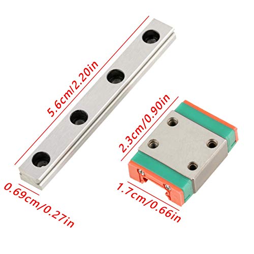 Miniature Linear Rail Guide, LWL7B 55mm Linear Guide Rail + Linear Guide Block, Linear Sliding Guide Rail for 3D Printer and CNC Machine