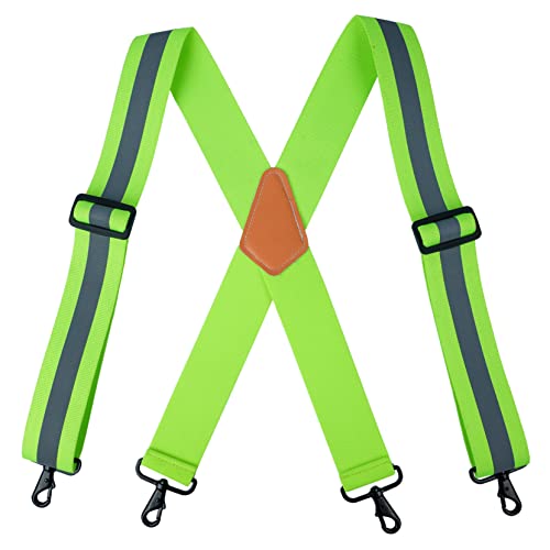 MELOTOUGH High Visibility Tool Belt Suspenders Safety Reflective Tool belt Harness for Heavy Duty Work belt with Movable shoulder Pads, Quick lobster clasp