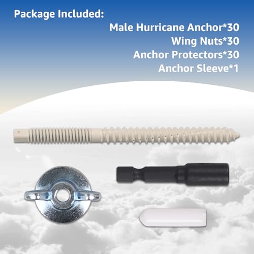 30-Pack 1/4"-20 x 2-1/4" Male Hurricane Anchor Kit