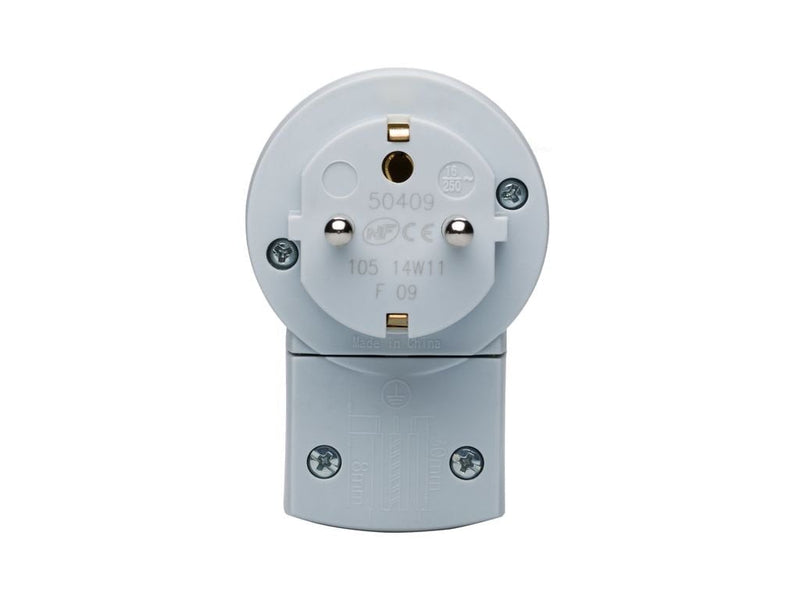 Legrand, protective contact plug with illuminated LED switch ON/OFF, double function plug, German standard, 16 A, 230 V, max. 3680 W, with cable connection up to 3 x 1.5 mm², color: white/gray, 050409 Schuko plug with LED -Switch